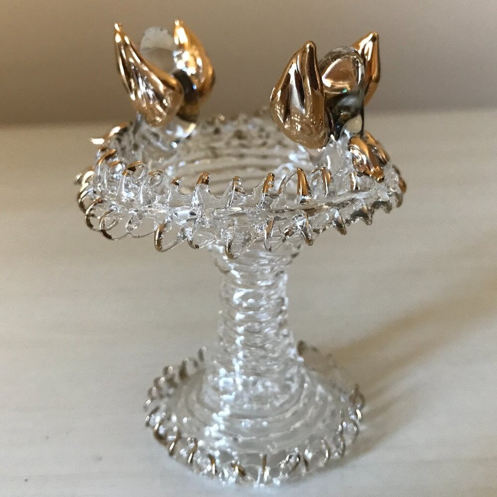 🐦Vintage Hand Blown Glass Bird Bath & Birds